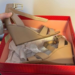 Nude colored dress wedges